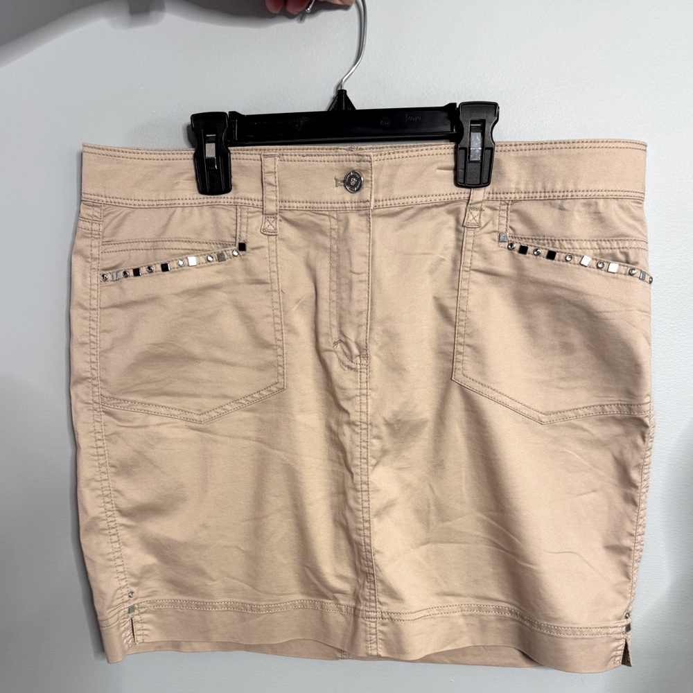 WHBM Khaki Tan Skirt with Studded Details